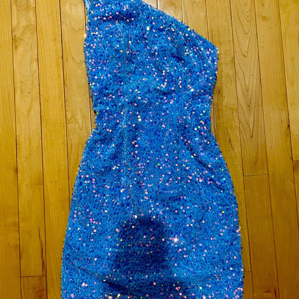 lavetir blue sequin dress